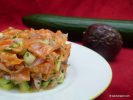 saumon fumé, concombre et fruit de la passion version tartare