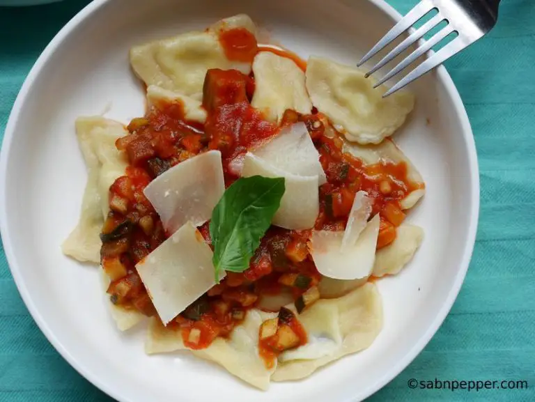 Raviolis au chèvre frais et légumes du soleil Sab