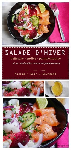 Salade d'hiver : endives, pomelo, saumon #salade #hiver #platcomplet