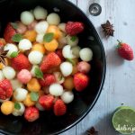 salade aux 2 melons, pêche ou comment utiliser une cuillère parisienne pour une salade de fruits trop joli