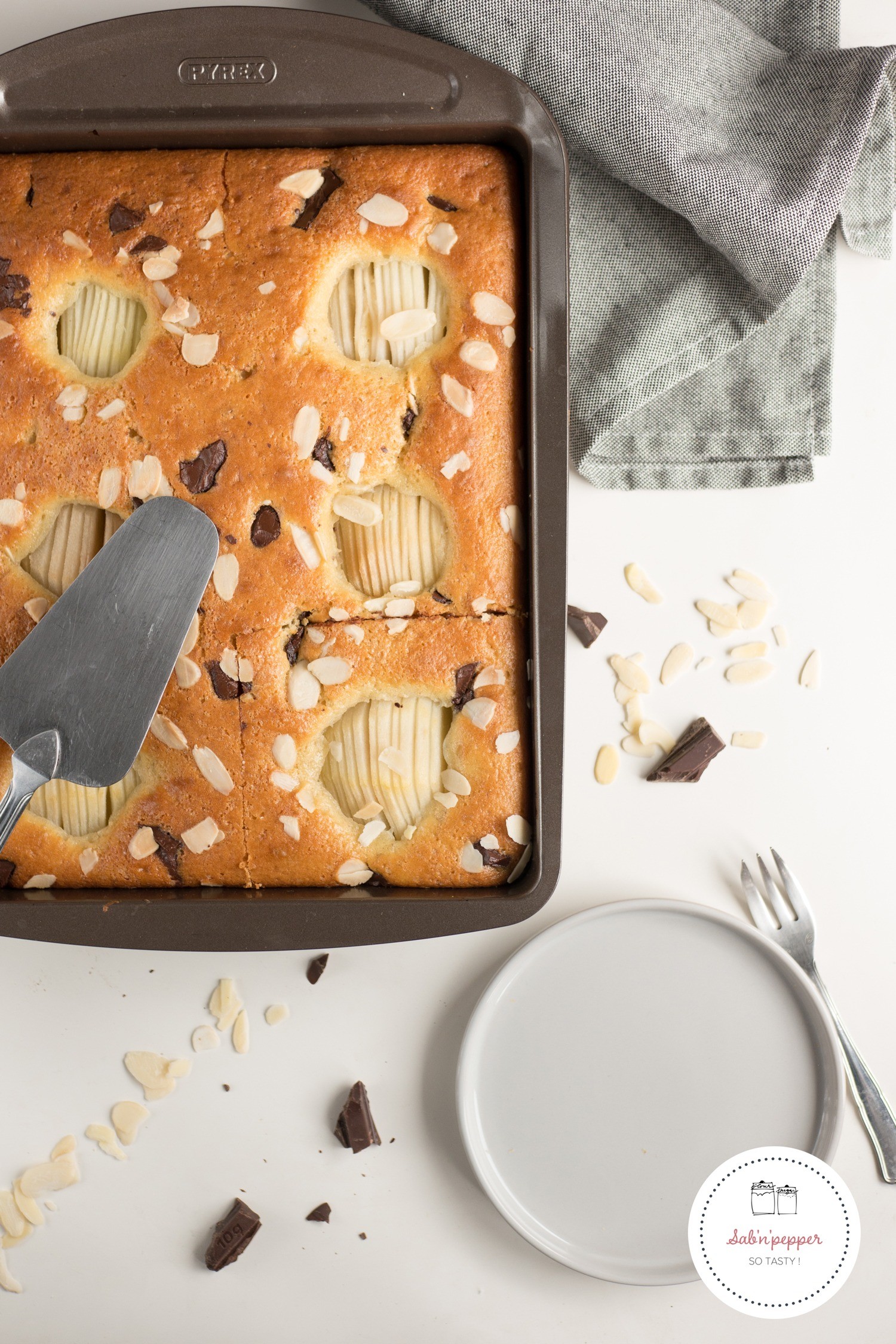 Gâteau poire chocolat amande : sans beurre