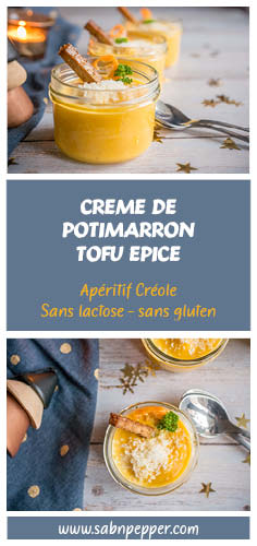 Crème de potimarron au lait de coco et tofu épicée - #aperitif #aperitifdenoel #noel #cuisineantillaise #cuiqinecreole