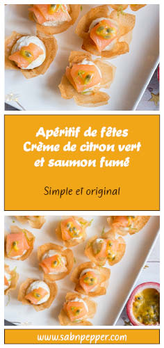 Apéritif de fêtes ; corolle de saumon fumé à la crème de citron vert et fruit de la passion #recette #recettedefêtes #saumonfumé #recettefacile