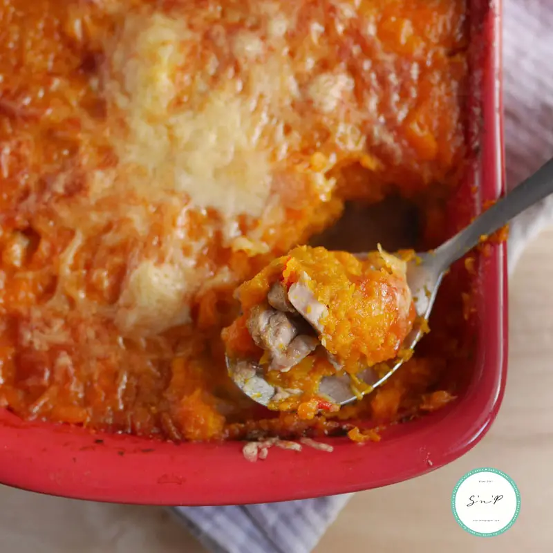 Parmentier de patates douces et potimarron au canard