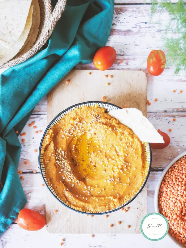 Houmous de lentilles corail pour des apéros healthy