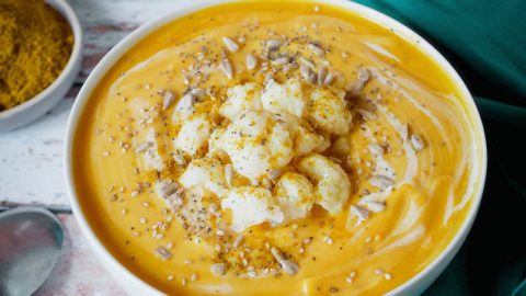 Veloute de chou fleur et carottes au lait de coco et au curry